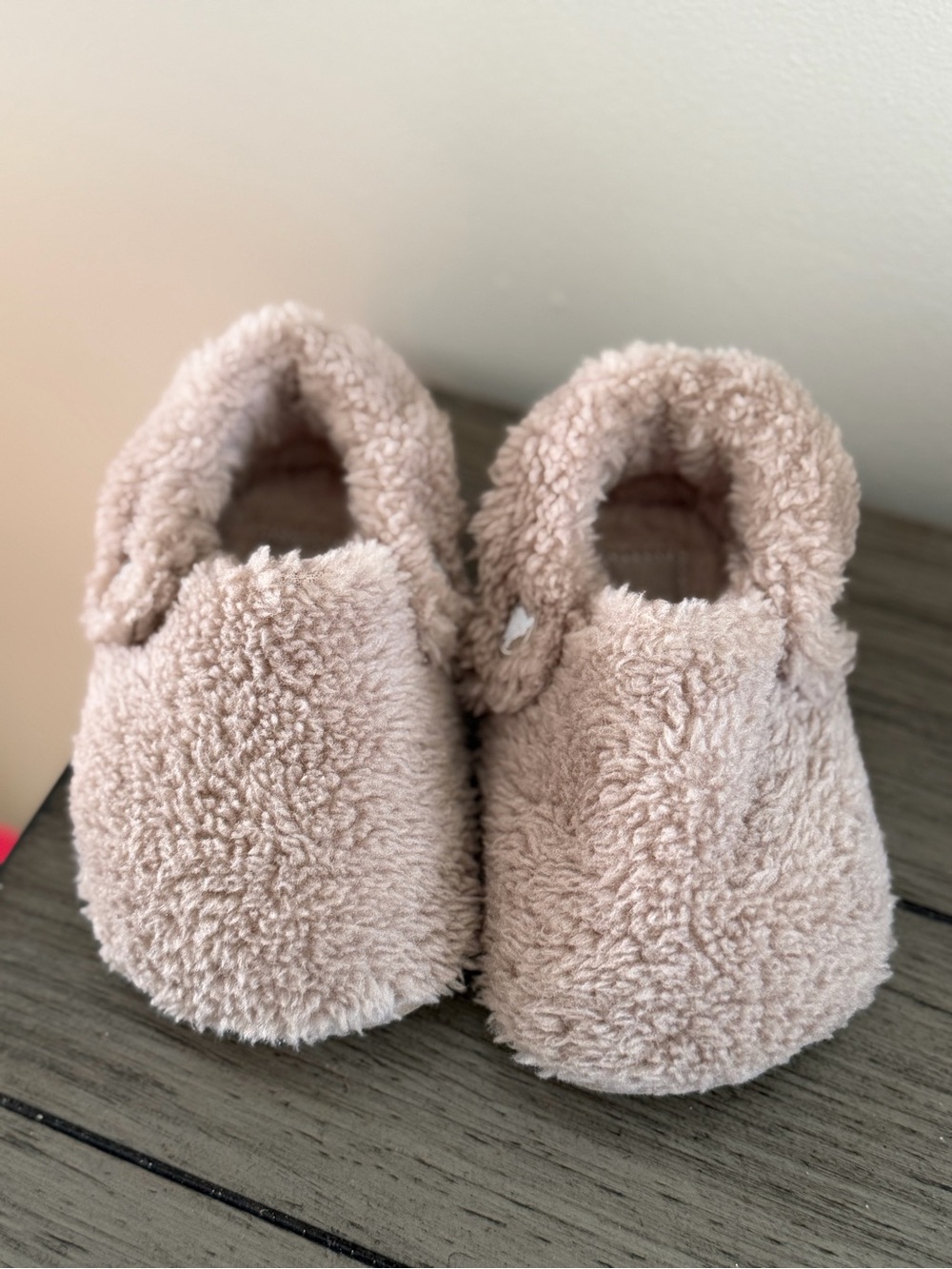 CROCS Plush Baby Slippers in Light Beige